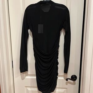 Helmut Lang Black Backless Ruched Dress